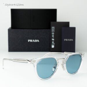 Prada Women Sunglasses Crystal Green Polarized Oval PR17YS 2AZ04D BRAND NEW